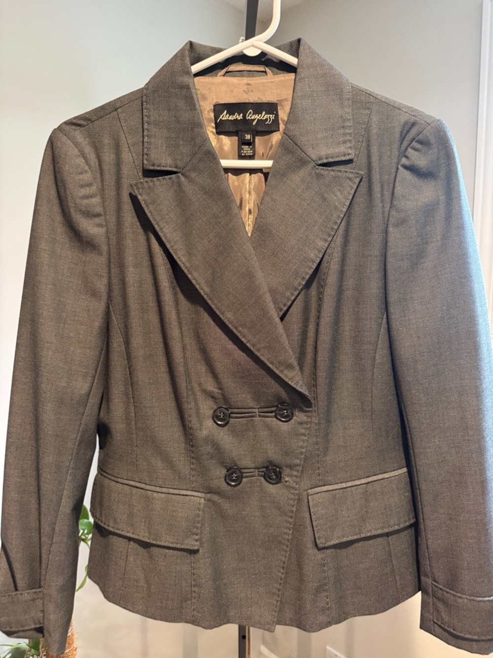 Sandra Angelini Tailored Blazer Jacket Brown Double Button Size 38